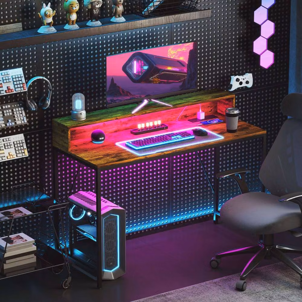 Wyld Haus Hanive Gaming Desk in Rustic Brown – 7