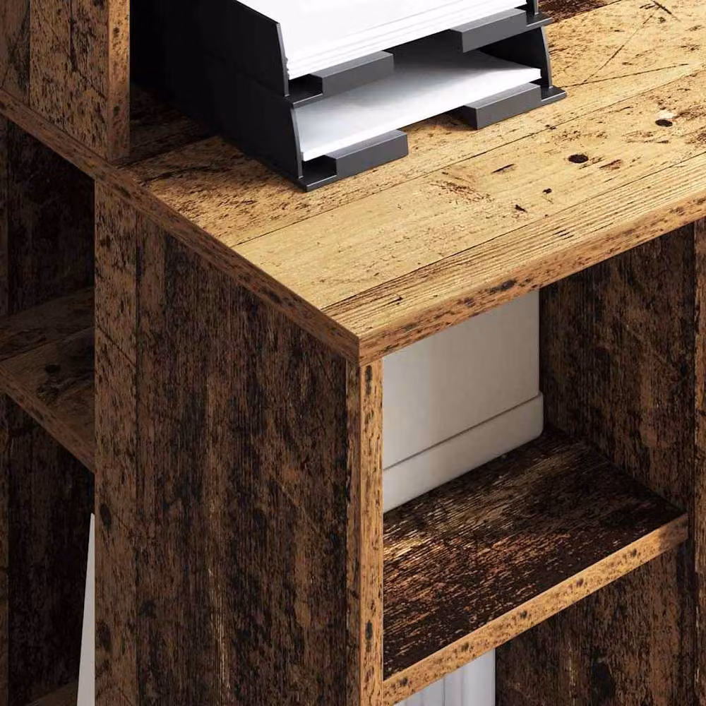 Berkfield Modern Writing Desk with Storage in Old Wood, W/D/H: 90 x 48 x 101.5 cm – 3