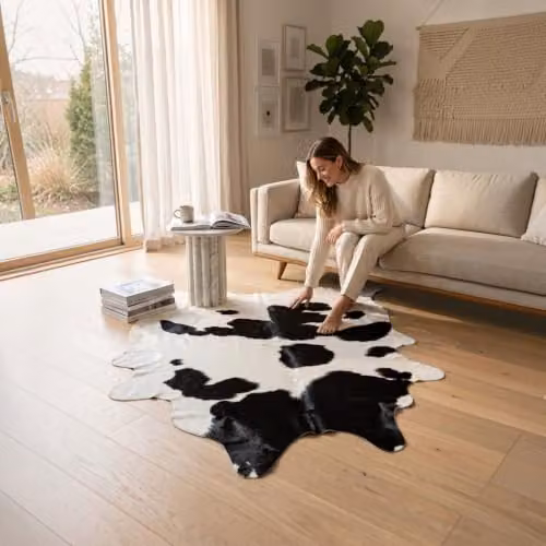 Infinity Leather Natural Black and White Cowhide Hairon Rug W: 180 cm, D: 220 cm – 7