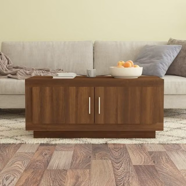 Berkfield Home Modern Rectangular Coffee Table in Brown Oak, W/D/H: 102 x 50 x 45 cm