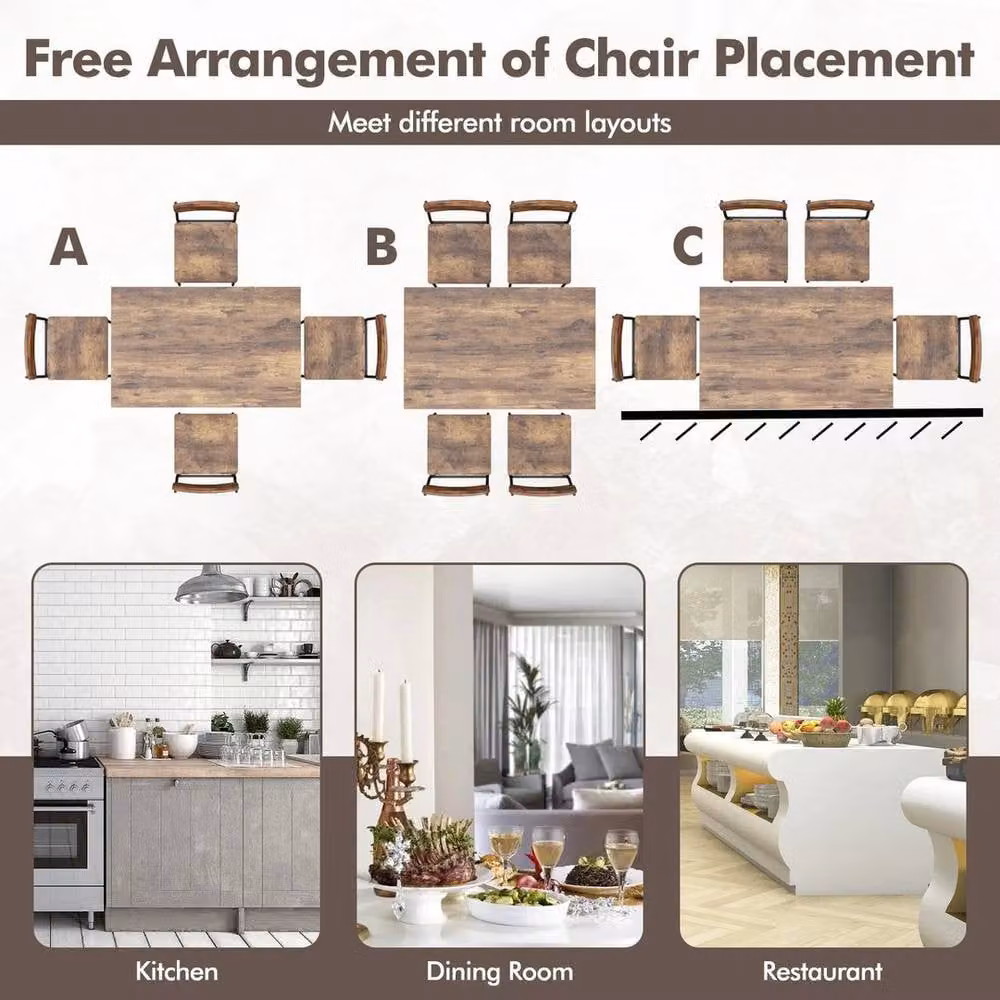 Kelvenix Brown Space-Saving Dinette Set with Drop Leaf Rectangular Table and Chairs – 3