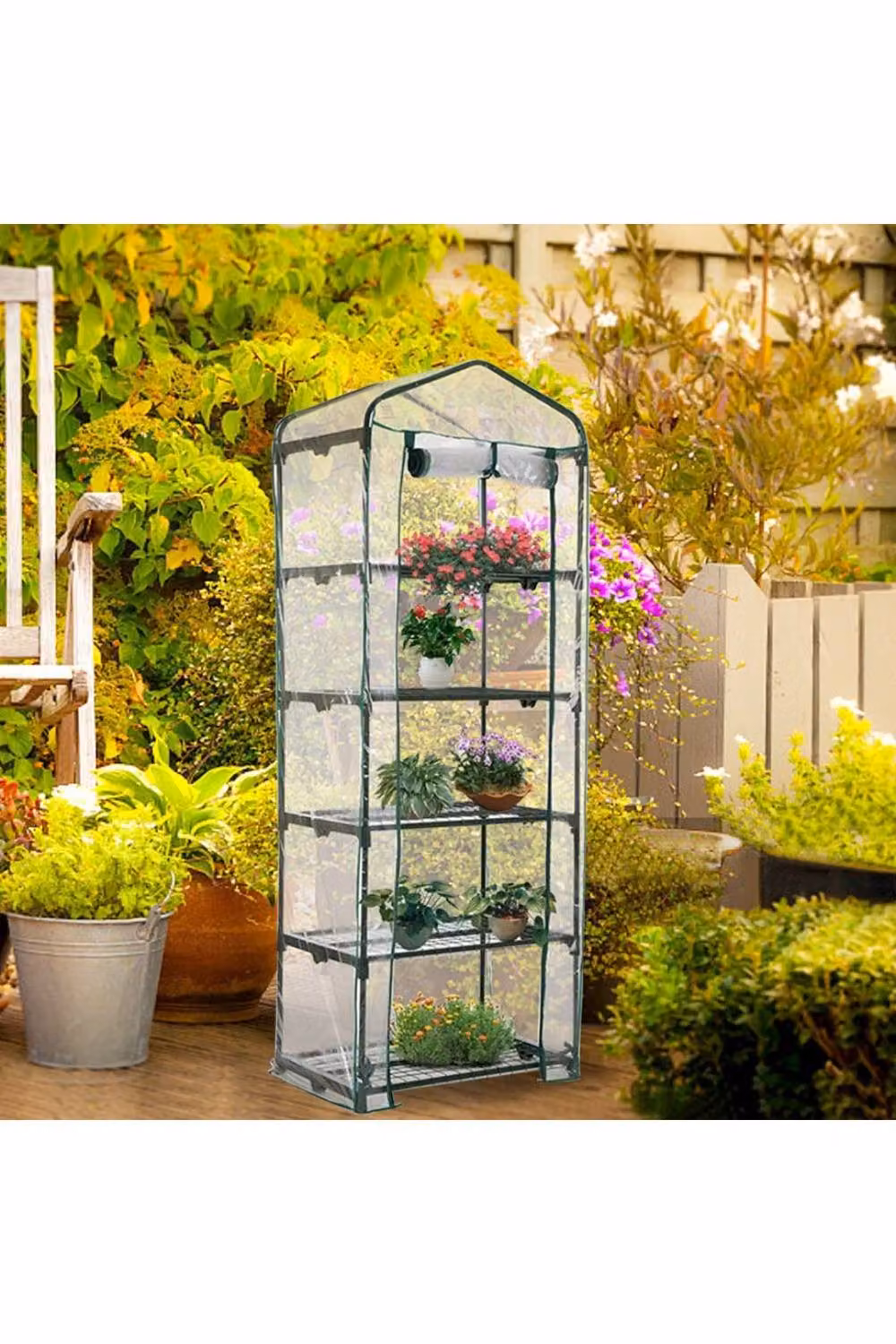 KDMD 5 Tier Mini Greenhouse Transparent PVC Cover Replacement in Green – 3