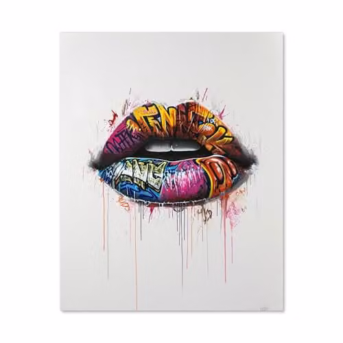 Choose Your Print Colourful Lips Toughened 6mm Glass Kitchen Splashback, W: 60 cm, H: 75 cm – 2