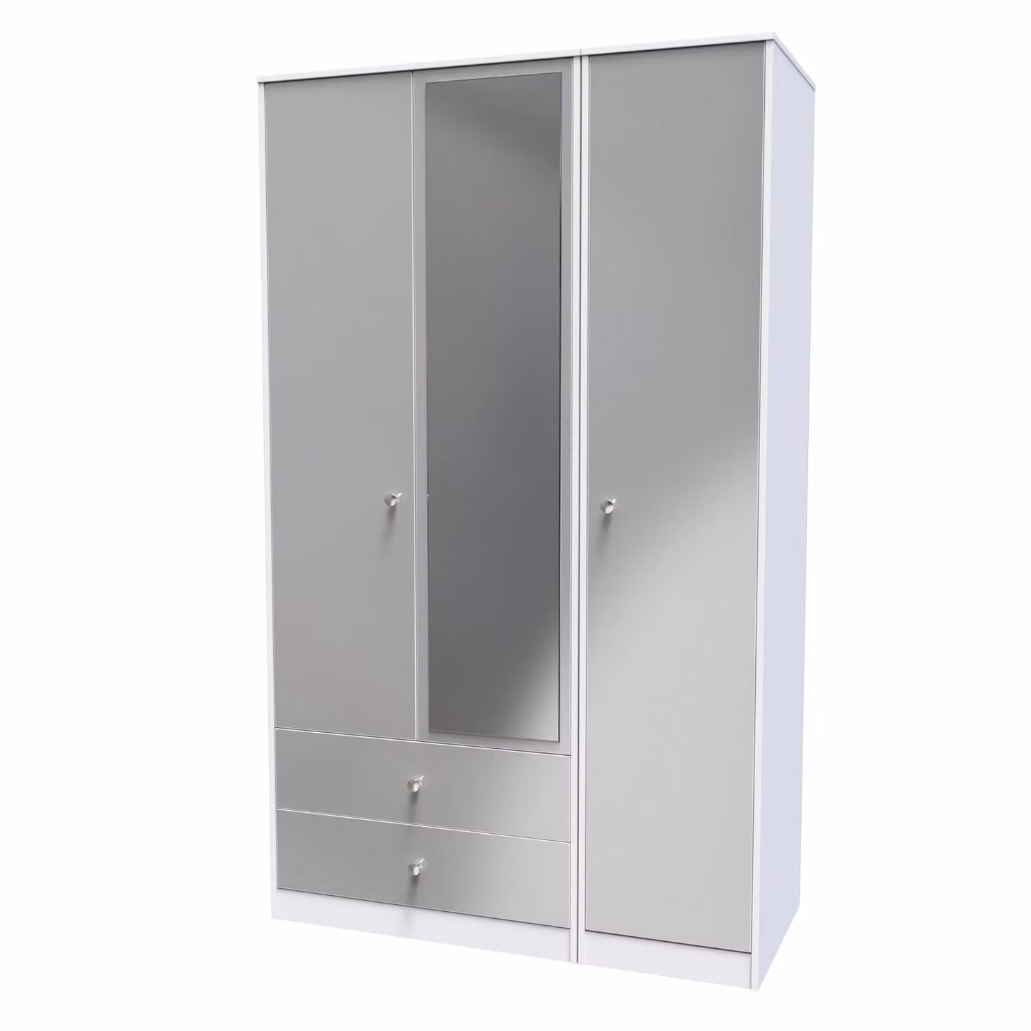 2 U Taunton Triple Mirror Wardrobe with 2 Drawers in White – 2