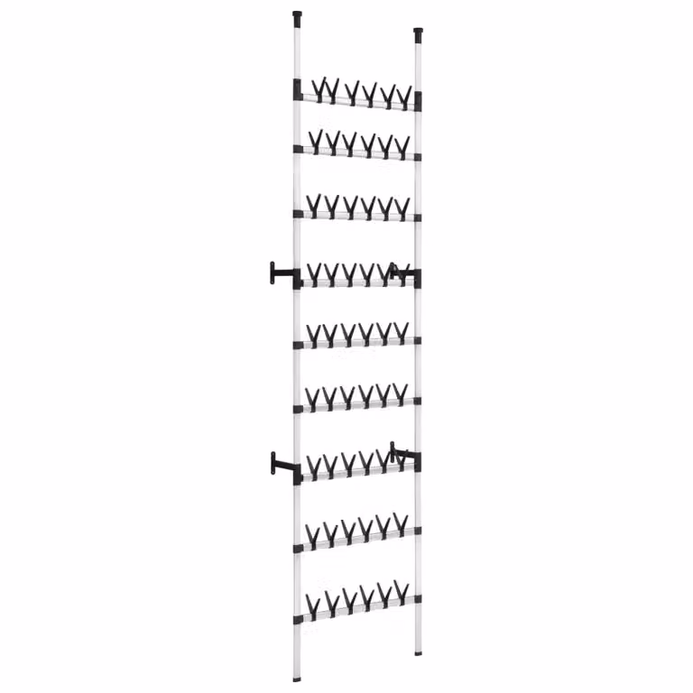 Berkfield Home Telescopic Silver Metal Shoe Rack with Hanging Rods