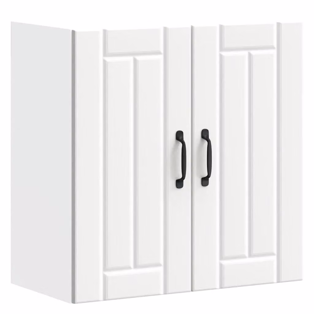 Berkfield Home Lucca White Kitchen Wall Cabinet with Glass Doors and Internal Shelves