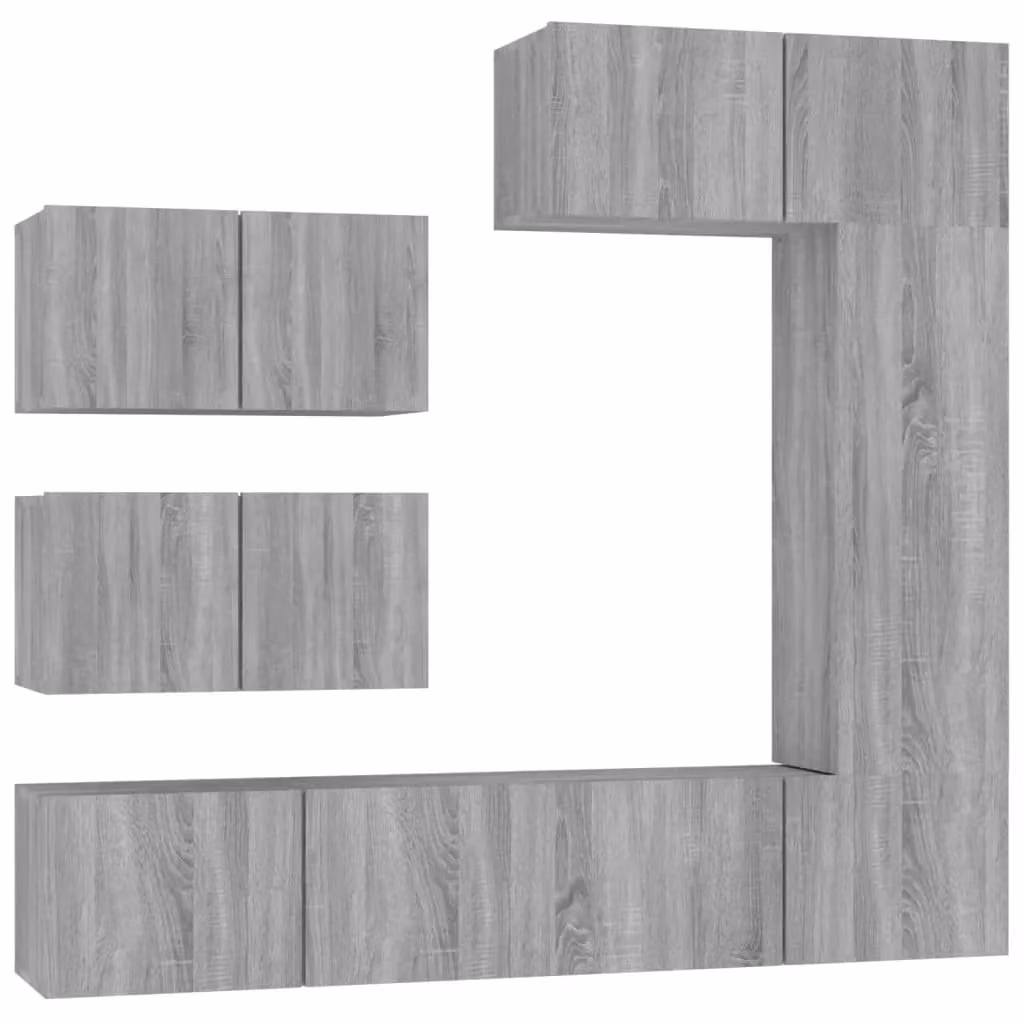 Berkfield Home 6 Piece Grey Matt Living Room TV Cabinet Set in Engineered Wood – 2