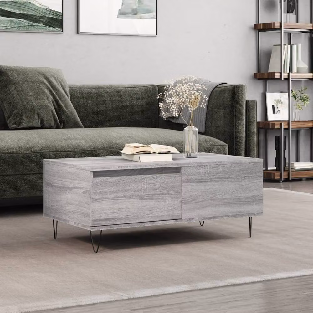 Berkfield Home Modern Rectangular Coffee Table in Grey Sonoma, W/D/H: 90 x 50 x 36.5 cm – 2