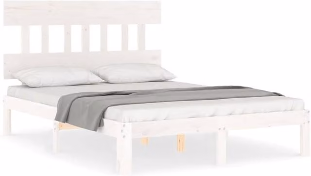 Berkfield Home Solid Wood Pine Bed Frame with Headboard in White, 120 x 200 cm