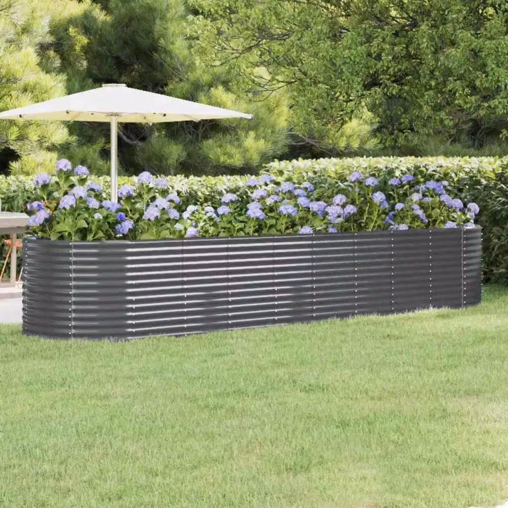 Berkfield Home Garden Powder-coated Steel Raised Bed in Anthracite Grey, W/D/H: 396 x 100 x 68 cm – 2