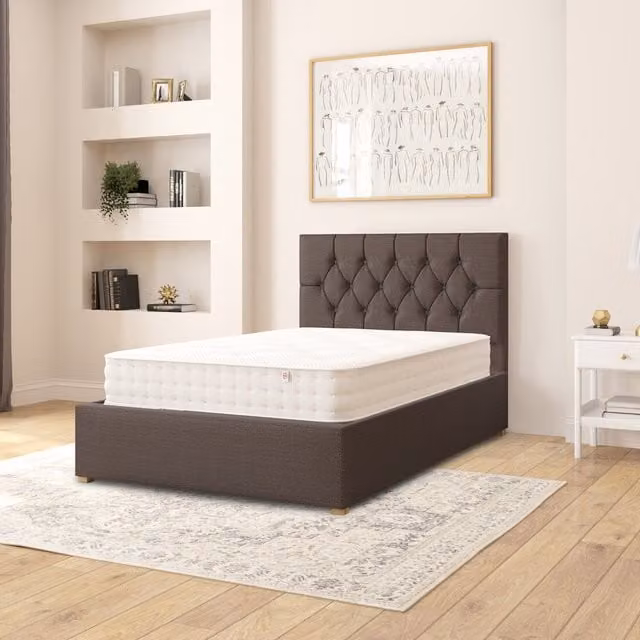 Aspire Olivier Upholstered Fabric Ottoman Storage Bed in Grey Anthracite, W/D/H: 120 x 200 cm