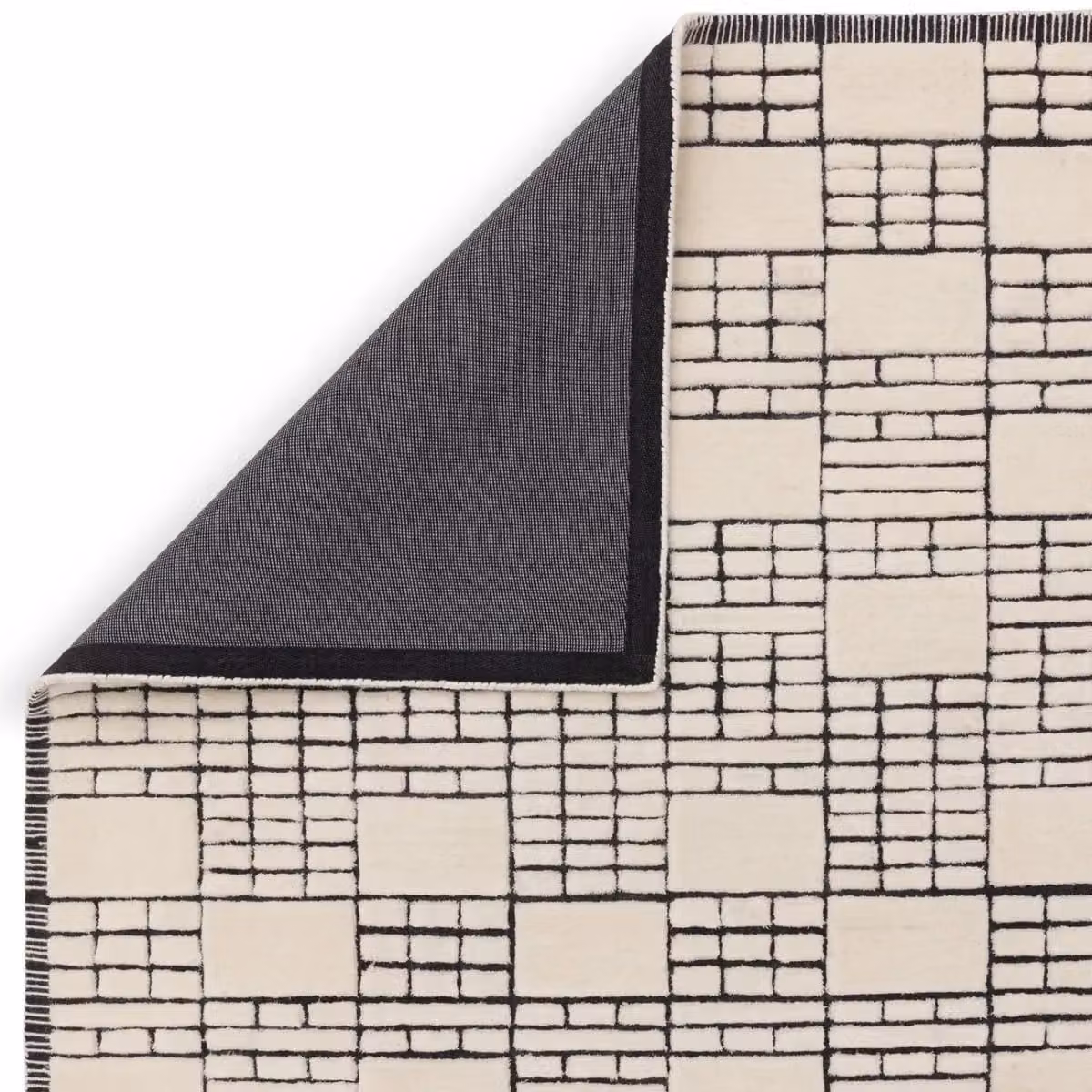 The Rug Shop UK Cream Handmade Wool Modern Geometric Checked Area Rug W: 160 cm, L: 230 cm – 4