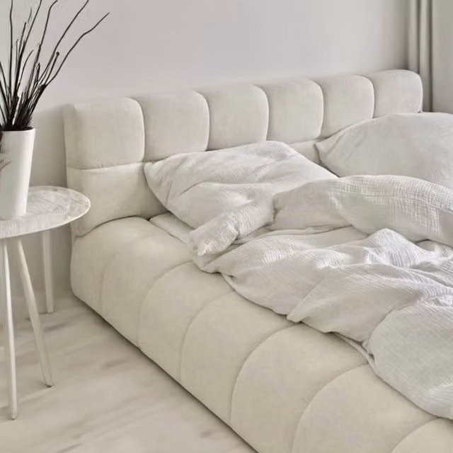 Casani Celine Boucle Upholstered Bed Frame in Brown, W/D/H: 140 x 200 cm