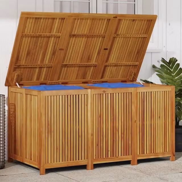 Berkfield Home Garden Storage Box in Brown Solid Acacia Wood, W/D/H: 150 x 80 x 75 cm – 1