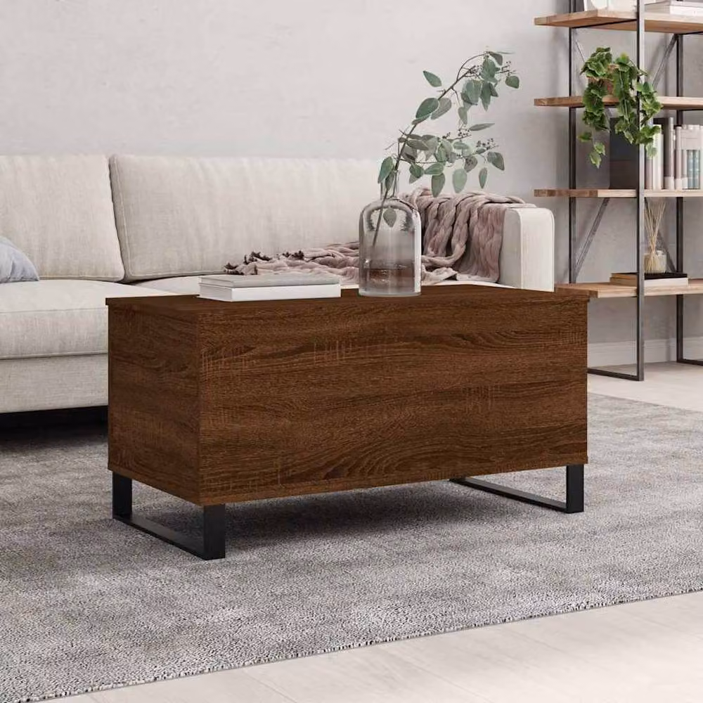 Berkfield Home Modern Brown Oak Coffee Table with Lift Mechanism, W: 90 cm, D: 44.5 cm, H: 45 cm – 2