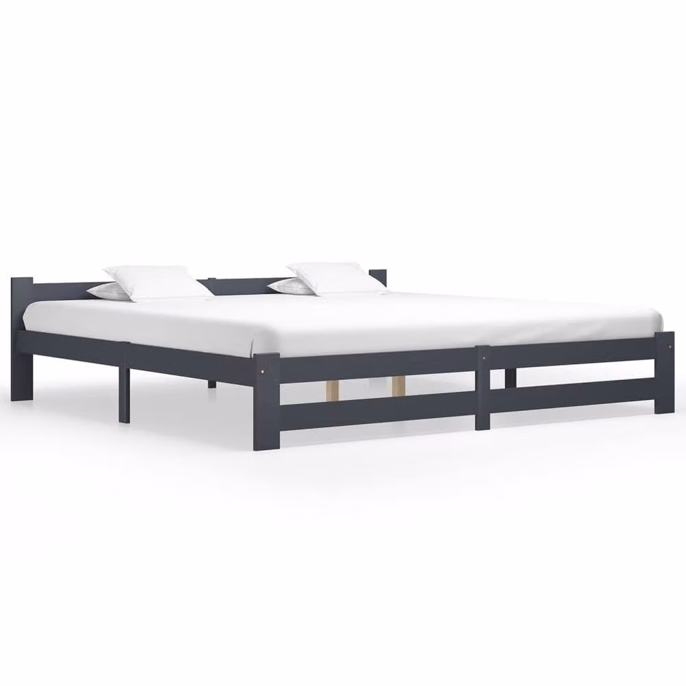 Berkfield Home Elegant Bed Frame in Dark Grey Solid Pine Wood W/D/H: 200 x 200 x 207 cm – 2