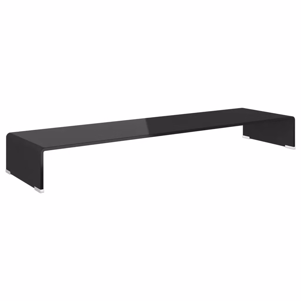 Berkfield Home Black Glass TV Stand and Monitor Riser W/D/H: 110 x 30 x 13 cm – 2