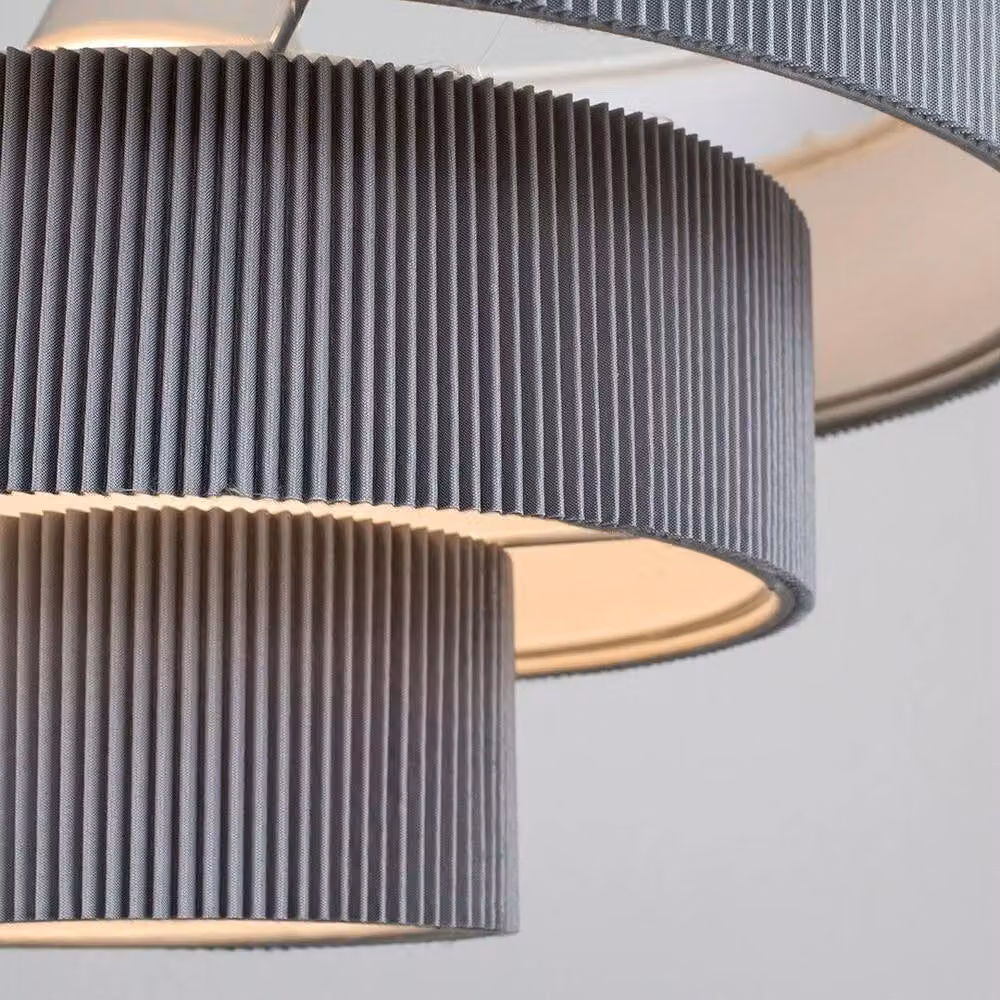 SPETLEK Grey Fabric Ceiling Light Shade with LED Bulb – 2