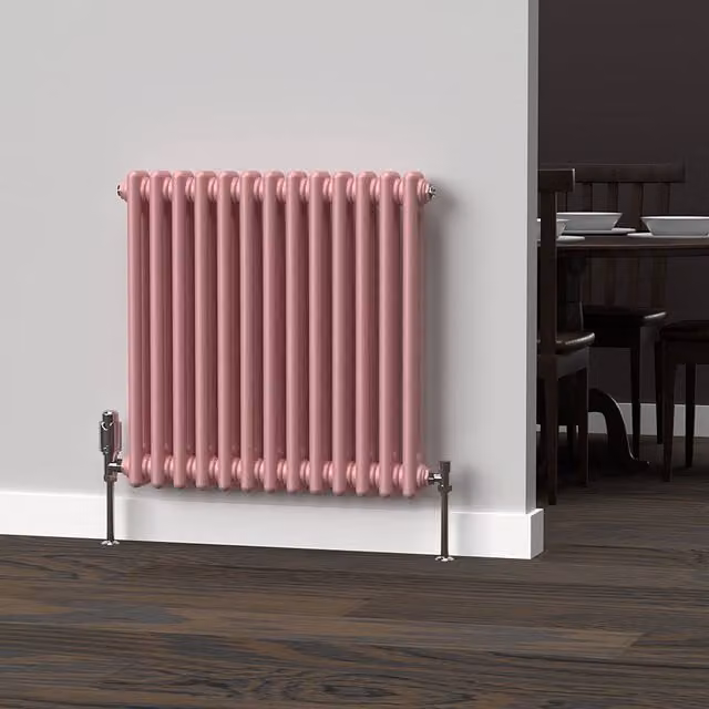 Lux Heat Horizontal Column Radiator in Pastel Pink, W/H: 60.5 x 60 cm