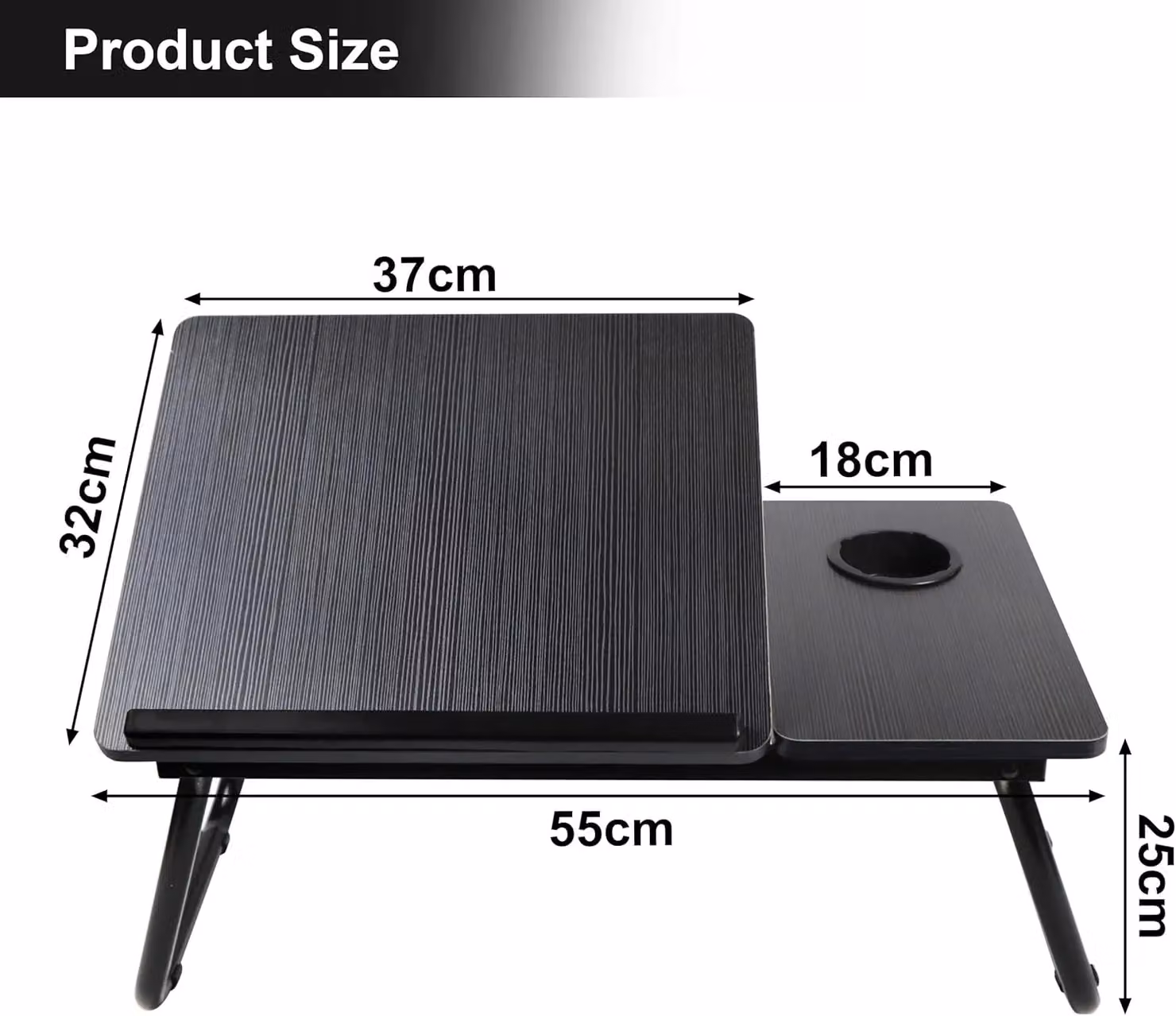 MANTRARAJ Folding Laptop Bed Table in Black with Height Adjustable and Tilting Top and Cup Holder – 2