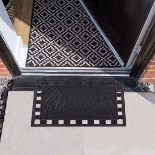 JVL Maiva Welcome Scraper Rubber Studs Doormat in Black, W/D: 60 x 40 cm – 2