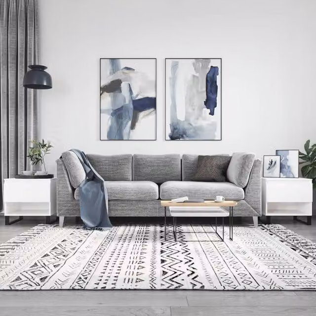 Berkfield Home Set of 2 Modern White Coffee Tables in Engineered Wood, W/D/H: 50 x 46 x 50 cm