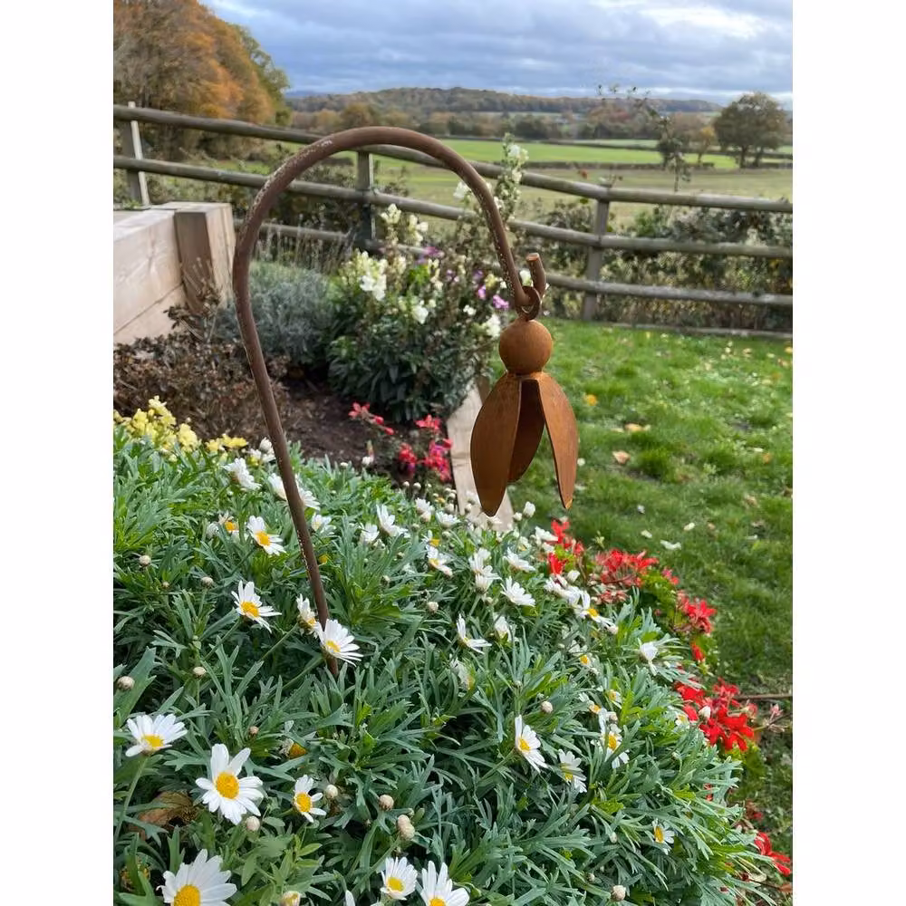 Poppyforge Hanging Snowdrop Floral Garden Art, Pack of 3, Brown Steel, W6 x H100 cm – 2