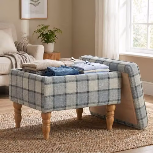 HOMCOM Rectangular Upholstered Storage Footstool in Grey with Removable Cover, W/D/H: 50 x 38 x 39 cm – 5