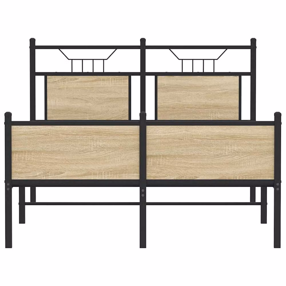 Berkfield Home Durable Small Double Bed Frame in Sonoma Oak Brown, W/D/H: 120 x 200 cm – 3