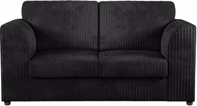 Furnishings For Less UK Luxor Jumbo Cord Fabric 2 Seater Fullback Sofa in Black – 1