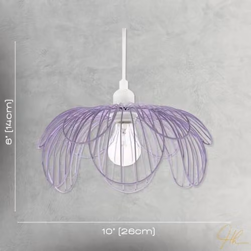Happy Homewares Shabby Chic Matte Lilac Metal Wire Floral Petal Ceiling Pendant Light Shade, W/D/H: 14 x 14 x 26 cm – 3