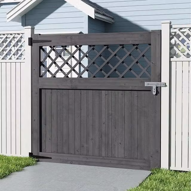 Lifeideas Grey Wooden Garden Gate with Diamond Lattice, Height: 120 cm