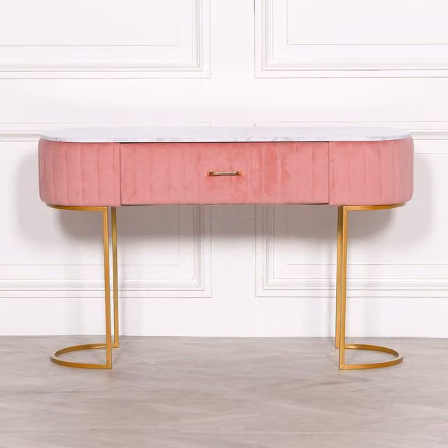 Glasstone Pink Upholstered Dressing Table W/D/H: 121 x 41 x 75 cm