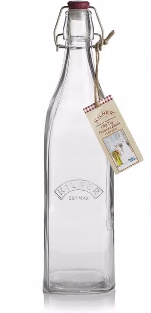 Kilner Leakproof Glass Clip Top Bottle in Transparent White