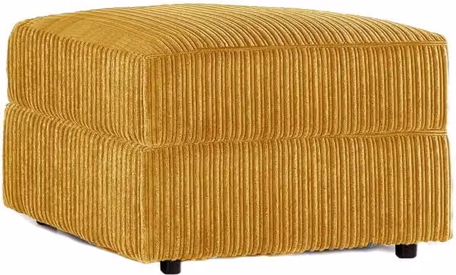 Furnishings For Less UK Luxor Delta Ferguson Soft Jumbo Cord Footstool in Mustard Yellow, W/D/H: 55 x 55 x 42 cm – 1