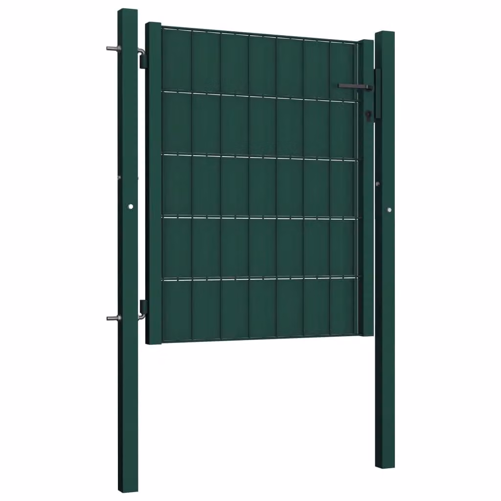 Berkfield Home Green PVC and Steel Single Swing Fence Gate, W: 100 cm, H: 81 cm – 2