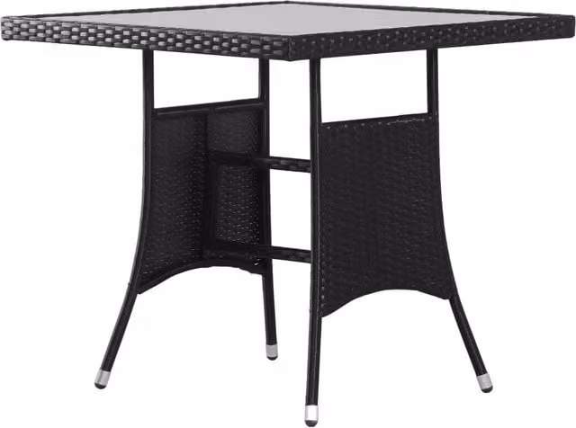 Berkfield Home Modern Black Poly Rattan Garden Table W/D/H: 80 x 80 x 74 cm