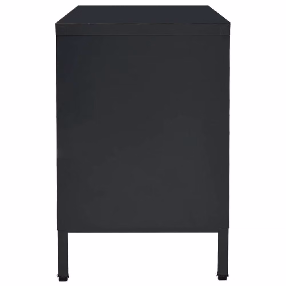 Berkfield Home Modern TV Cabinet in Black with Steel and Glass, W: 105 cm, D: 35 cm, H: 52 cm – 3