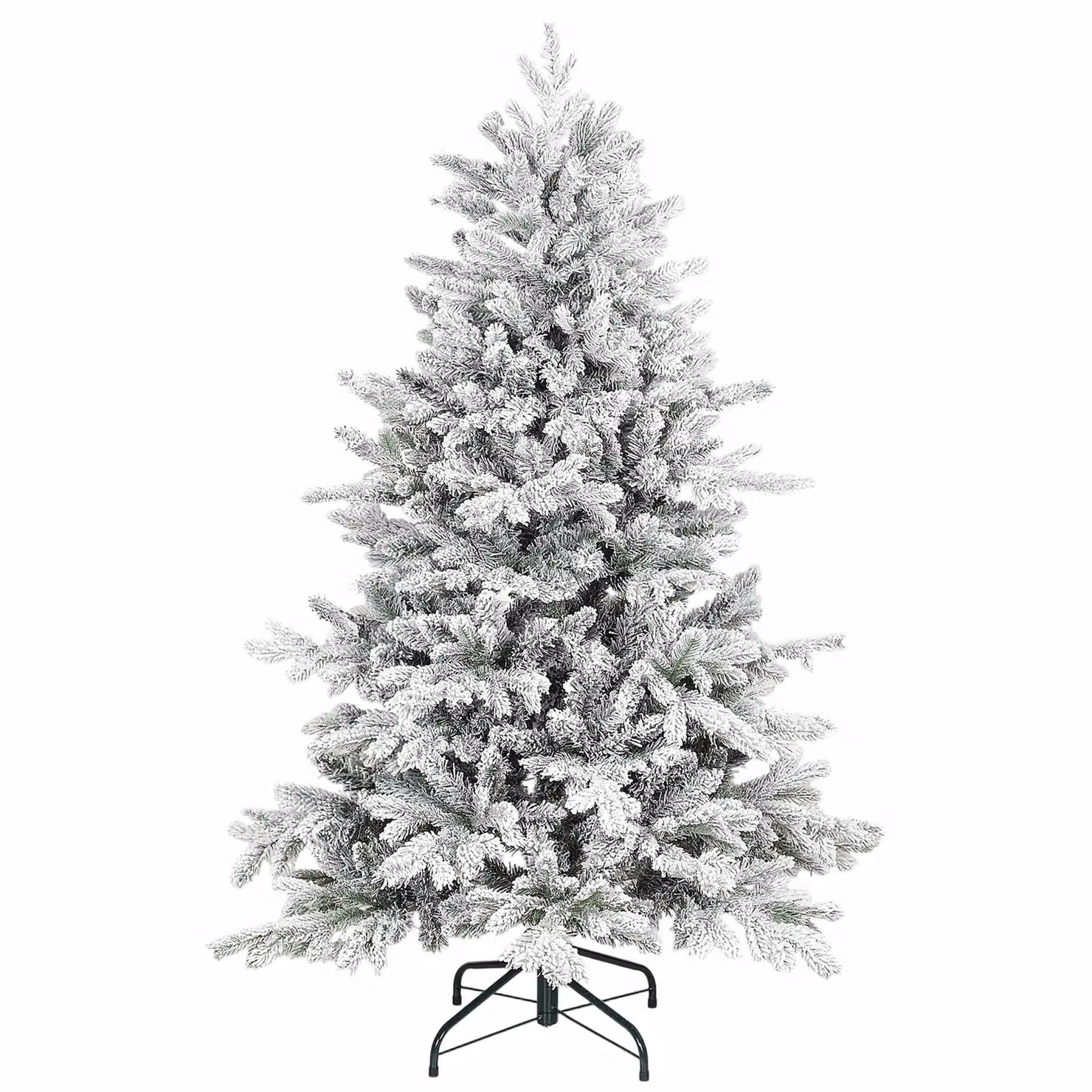 HOMCOM 5ft Artificial Snow-Covered Christmas Tree in Green – 2