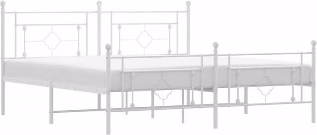 Berkfield Home Metal Bed Frame with Footboard, White, 183 x 213 cm