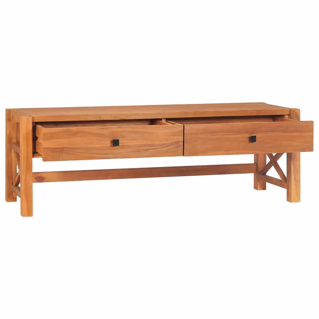 Berkfield Home Rustic Teak Wood TV Cabinet in Brown, W/D/H: 140 x 40 x 45 cm – 2
