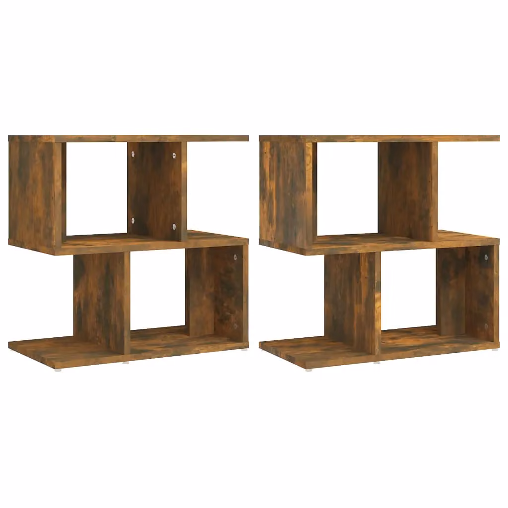Berkfield Home Set of 2 Modern Bedside Cabinets in Smoked Oak Brown, W/D/H: 50 x 30 x 51.5 cm – 2