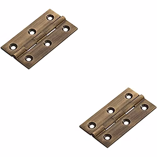 Loops Antique Brass Small Cupboard Door Cabinet Hinges, 2 Pairs, W/D/H: 64 x 35 x 2 mm