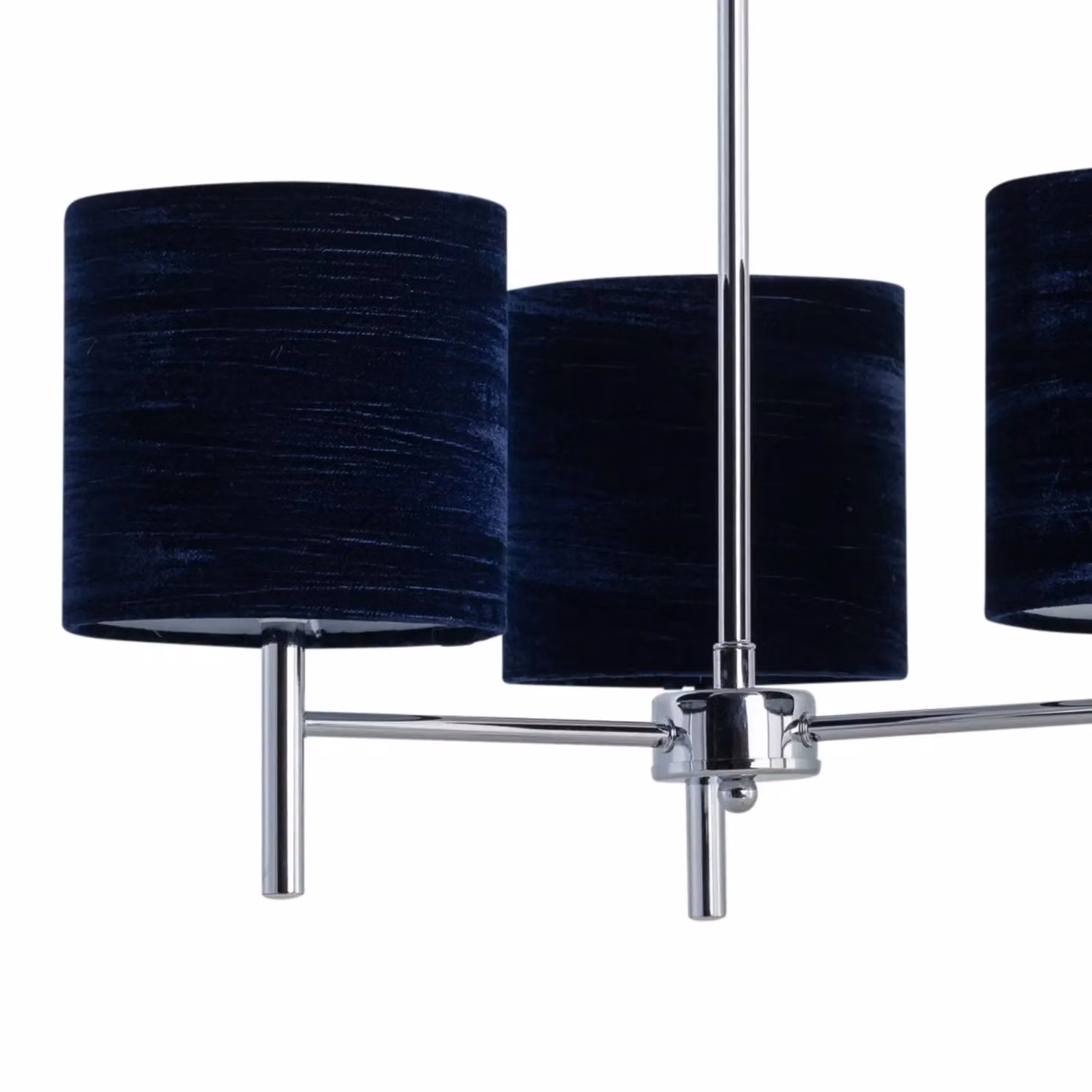 First Choice Lighting Brea Set of 2 Chrome Ceiling Light Fittings with Blue Fabric Shades – 3