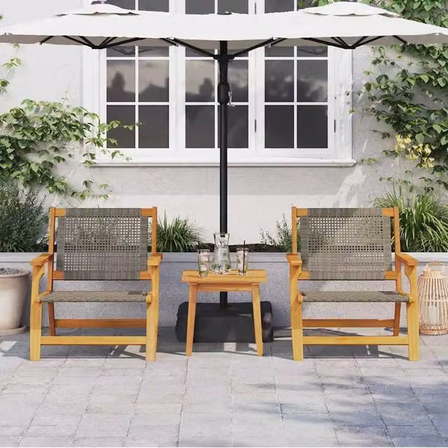 Berkfield Home Modern Garden Chairs, 2 Piece Set in Grey Acacia Wood, W/D/H: 76 x 67 x 73.5 cm – 1