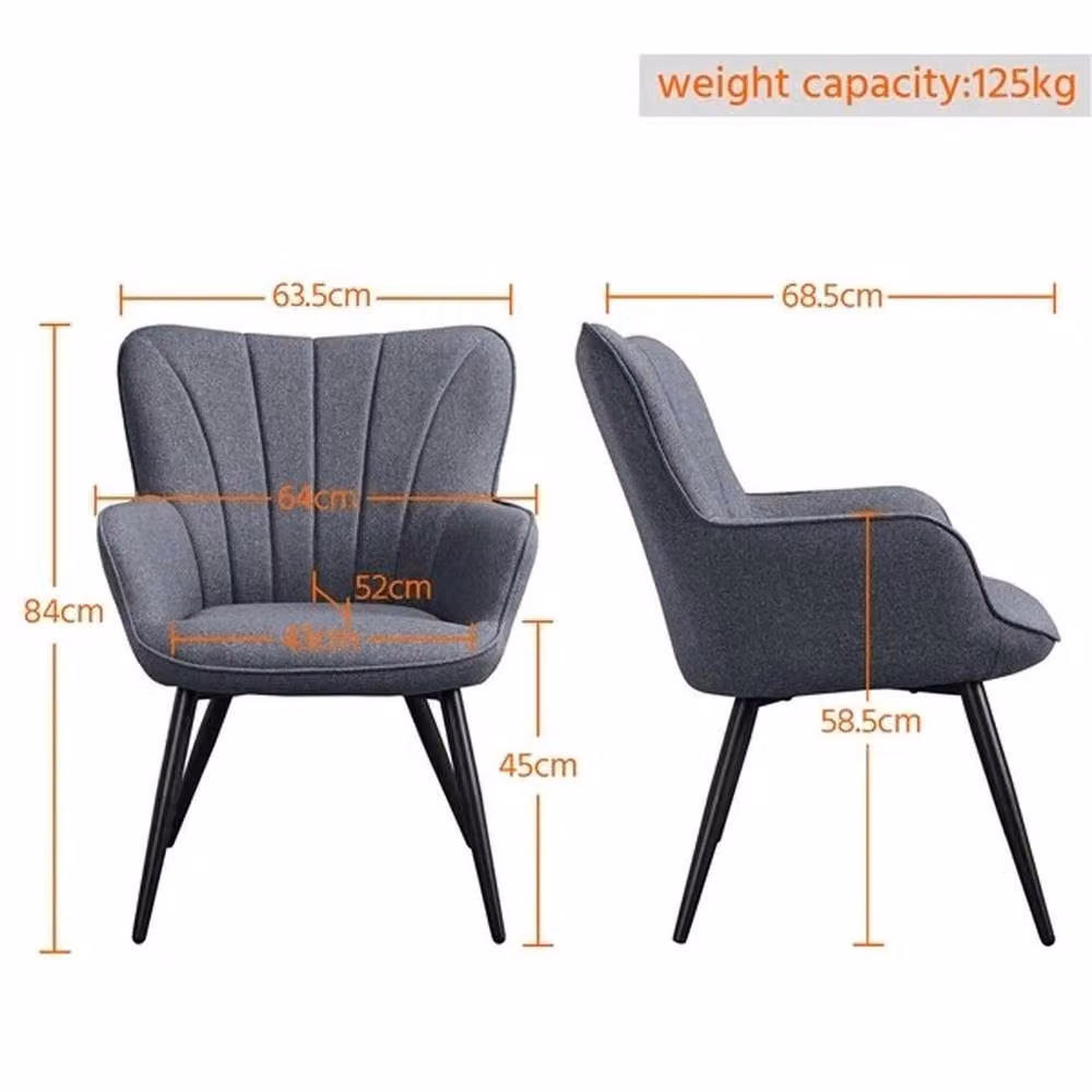 KORVIXA Modern Grey Fabric Armchair with Armrests, W/D/H: 100 x 100 x 84 cm – 2