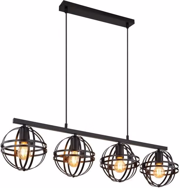 Netlighting Tamara I Bar Pendant Ceiling Light, Black, W/D/H: 120 x 20 x 20 cm, 4x E27