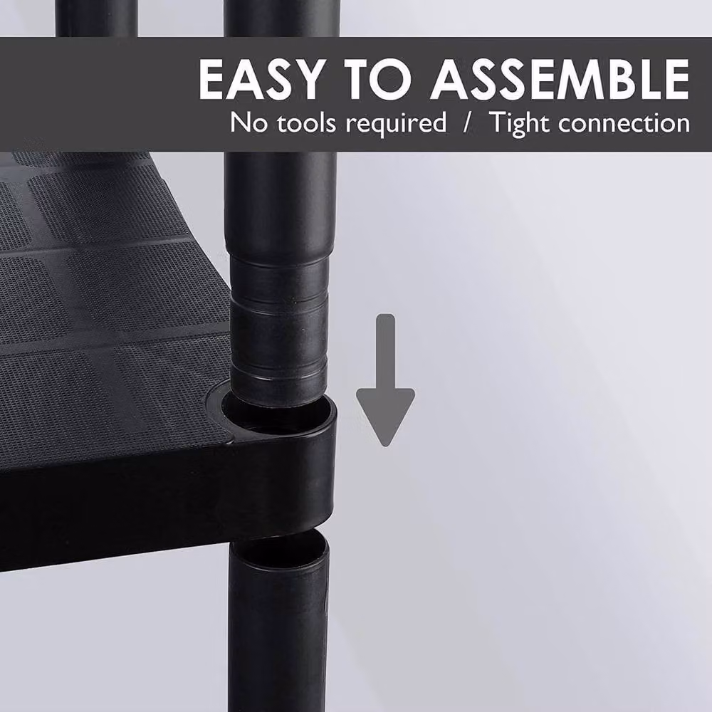 NESTLUNE 5 Tier Black Plastic Shelving Rack Unit, W/D/H: 100 x 15 x 15 cm – 5