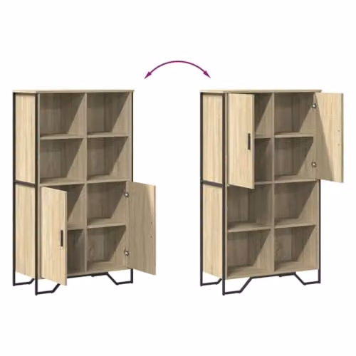 vidaXL Modern Highboard Sideboard Cabinet in Brown, W: 79.5 cm, D: 35.5 cm, H: 137.5 cm – 2