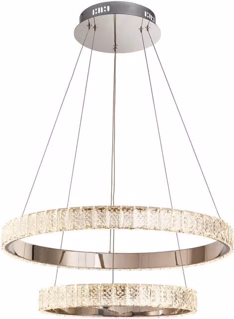 Loops Chrome and Clear Crystal Suspended Ceiling Pendant Light with LED Bulbs Included